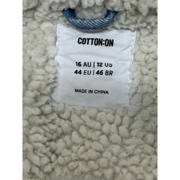 Womens Denim Jacket Button Up Fleece Lined with Pockets 100% Cotton Size 12 - Picture 12 of 12